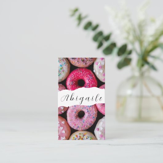 Vector naadloze  donuts visitekaartje (Staand voorkant)