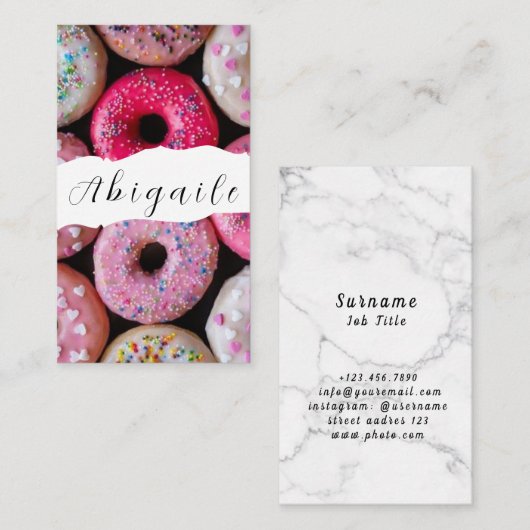 Vector naadloze  donuts visitekaartje (Voorkant / Achterkant)