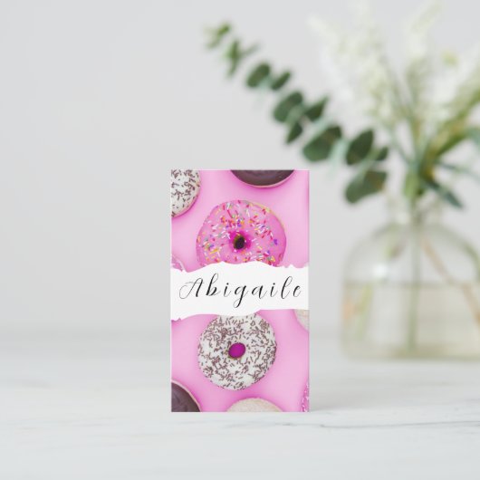 Vector naadloze  donuts visitekaartje (Staand voorkant)