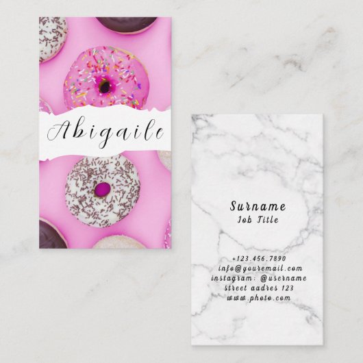 Vector naadloze donuts visitekaartje (Voorkant / Achterkant)