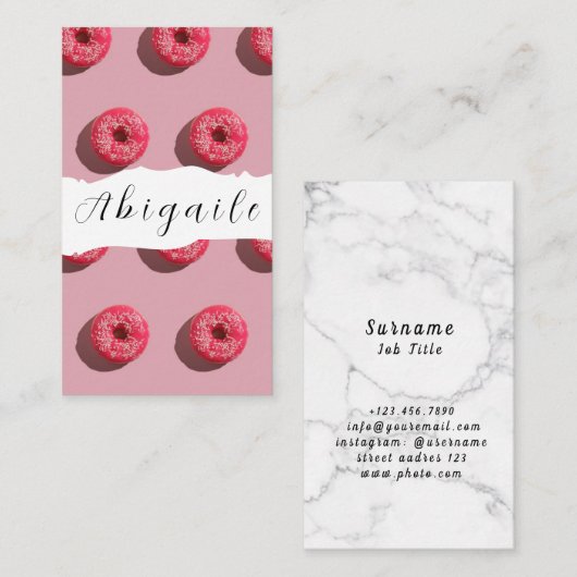 Vector naadloze  donuts visitekaartje (Voorkant / Achterkant)