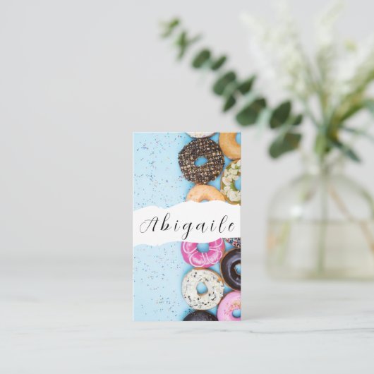 Vector naadloze donuts visitekaartje (Staand voorkant)
