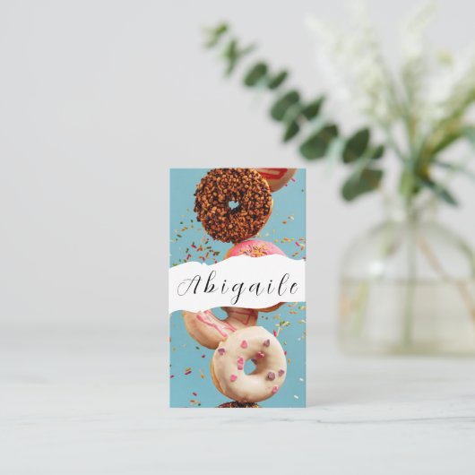 Vector naadloze  donuts visitekaartje (Staand voorkant)