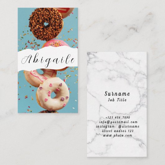 Vector naadloze  donuts visitekaartje (Voorkant / Achterkant)