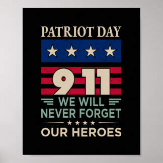 Vector patriot dag 9 11 we zullen nooit vergeten o poster
