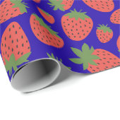 Vector Rode & Blauwe Aardbei Cadeaupapier (Rol Hoek)