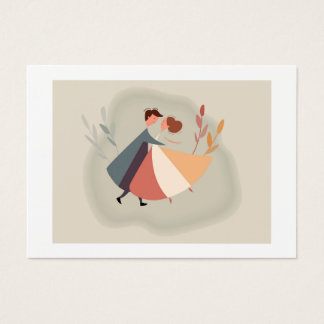 vector romantische illustratie met man en vrouw in visitekaartje