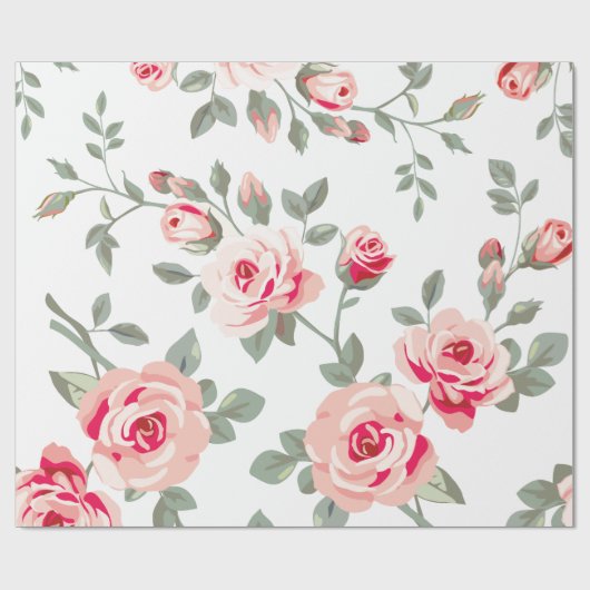 Vector Roos Pattern Wrapping Paper Cadeaupapier (Vlak)