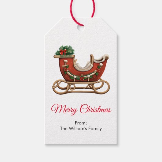 Vector Santa Sleigh Cadeaulabel (Voorkant)
