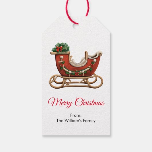 Vector Santa Sleigh Cadeaulabel (Achterkant)