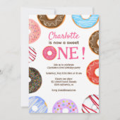 Vector Schattigee donuts Sweet Een 1e verjaardag Kaart (Voorkant)