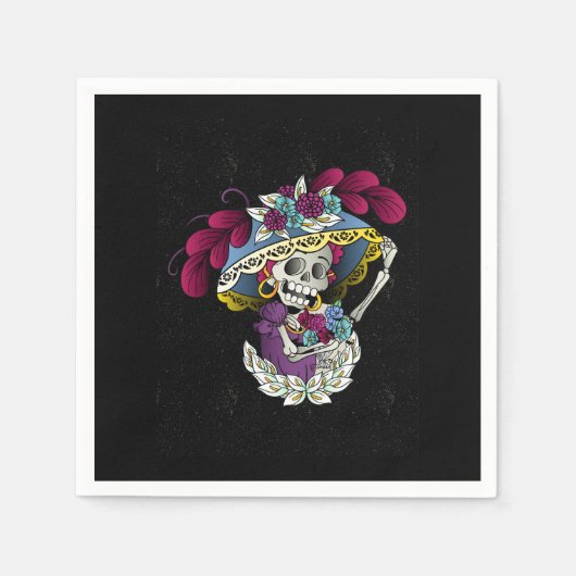 Vector schedel mexicaanse catrina servet (Voorkant)