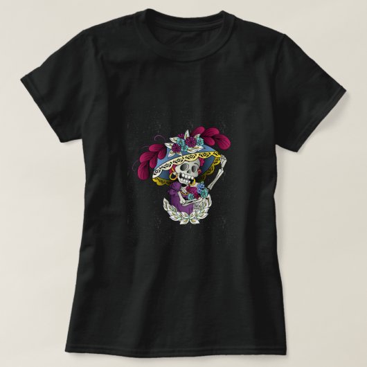 Vector schedel mexicaanse catrina t-shirt (Design voorkant)