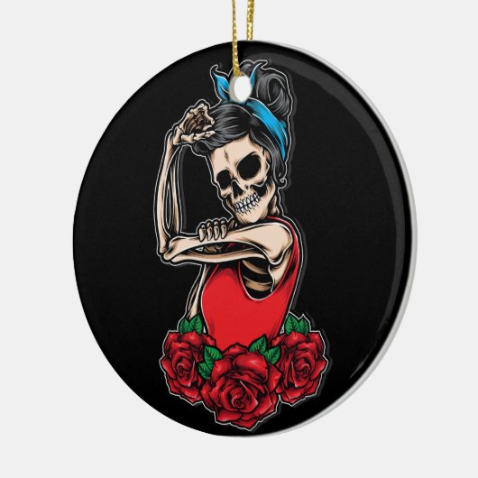 Vector schedel rockabilly  stijl keramisch ornament (Links)