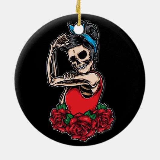 Vector schedel rockabilly stijl keramisch ornament (Achterkant)