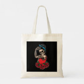 Vector schedel rockabilly  stijl tote bag (Achterkant)