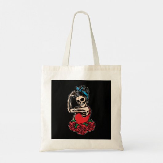Vector schedel rockabilly  stijl tote bag (Achterkant)
