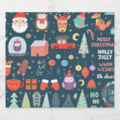 vector set schattig kerstelement santa pinguïn sparkling wijnetiket (Enkel label)