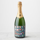 vector set schattig kerstelement santa pinguïn sparkling wijnetiket (Voorkant)