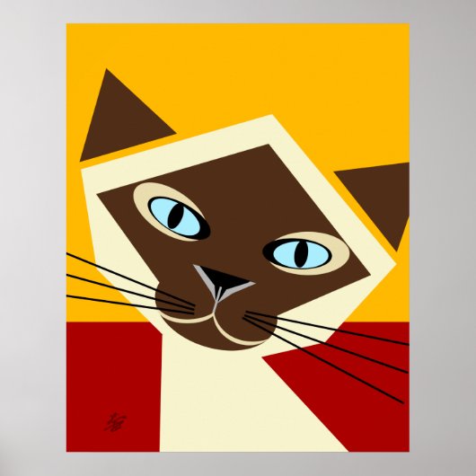Vector Siamese Cat Portrait Poster (Voorkant)