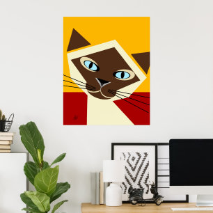 Vector Siamese Cat Portrait Poster