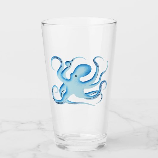 Vector Silhouette van Blauwe Octopus Glas (Voorkant)