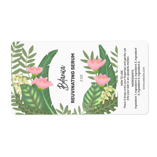 Vector Tropisch Serum Dropper Bottle Labels (Voorkant)