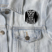 Vector Velocity Hypnotische Zwarte Witte Abstracte Ronde Button 5,7 Cm (In situ)