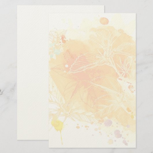 Vector Waterverf Achtergrond & Tropische Bloemen Briefpapier (Voorkant / Achterkant)