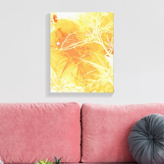 Vector Waterverf Achtergrond & Tropische Bloemen Canvas Afdruk (Insitu (Woonkamer))