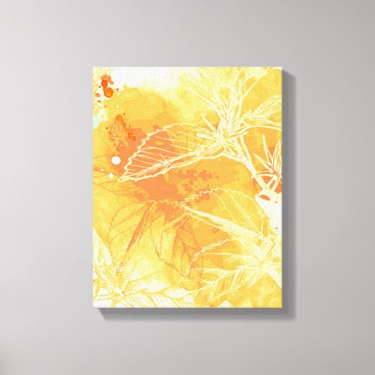 Vector Waterverf Achtergrond & Tropische Bloemen Canvas Afdruk (Voorkant)
