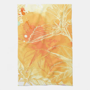 Vector Waterverf Achtergrond & Tropische Bloemen Theedoek