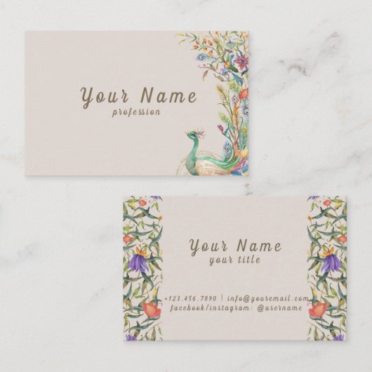 Vector waterverf maakt bloemen illustratie visitekaartje (Voorkant / Achterkant)