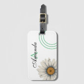 Vector Witte Daisy Bloem Monogramed Bagagelabel (Voorkant (verticaal))