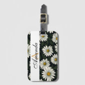 Vector Witte Daisy Naadloze Patroon Monogramed Bagagelabel (Voorkant (verticaal))