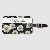 Vector Witte Daisy Naadloze Patroon Monogramed Bagagelabel (Voorkant (horizontaal))