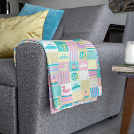 Vector Zomerpatroon met Palmen en Zee Fleece Deken