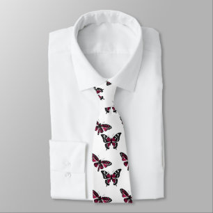 Vector zwart en roze vlinders patroon stropdas