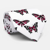 Vector zwart en roze vlinders patroon stropdas (Opgerold)