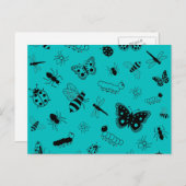 Vectorbuiken en vlinders (Blauwgroen achtergrond) Briefkaart (Voorkant / Achterkant)