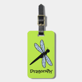 Vectordragonfly (groene achtergrond) bagagelabel