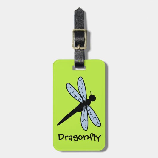 Vectordragonfly (groene achtergrond) bagagelabel (Voorkant verticaal)