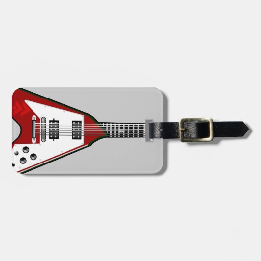 Vectorgitaarrood/wit bagagelabel (Voorkant horizontaal)
