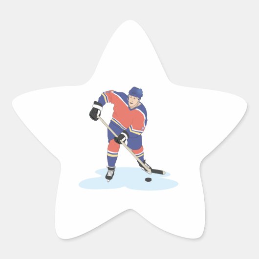 vectorgrap rode en blauwe uniforme ijshockeyspeler ster sticker (Voorkant)