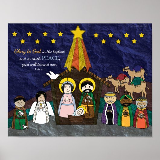 Vectorillustratie van de kerstnativiteitsscène poster (Voorkant)