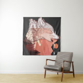 Vectorillustratie van een huilende wolf Landschap Wandkleed (In Situ (horizontaal))