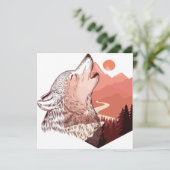 Vectorillustratie van een zwervend wolvenlandschap feestdagenkaart (Staand voorkant)