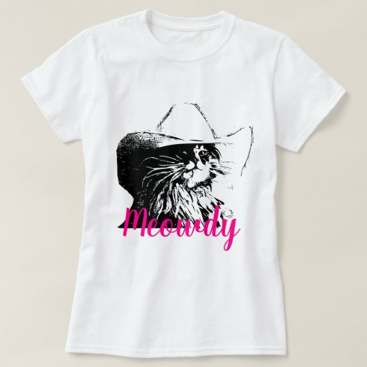 Vectorkat met cowboy Pet Meowdy T-shirt (Design voorkant)