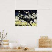 Vectorkunst, Rodeo cowboy die bronco knikt Poster (Keuken)
