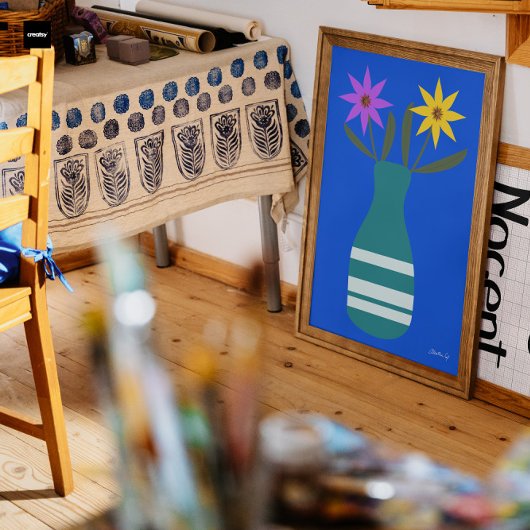 Vectorkunstwerk van Vaas met Twee Bloemen Perfect Poster